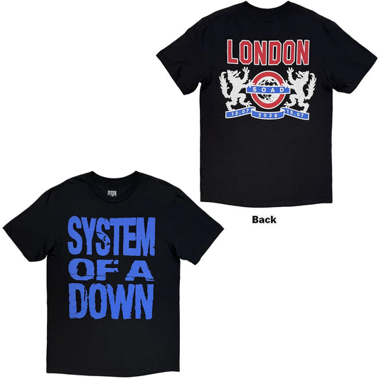 System Of A Down Unisex T-Shirt: London Event Tour '26 (Black) (Back Print & Ex-Tour)