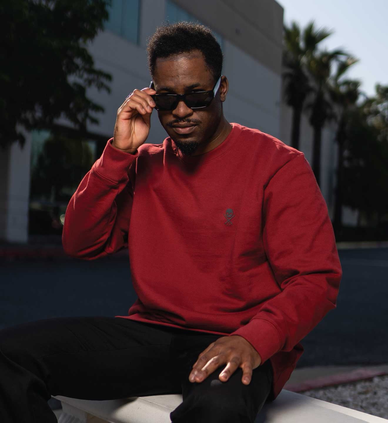 SULLEN CLOTHING BADGE LS CREW SUN DRIED TOMATO RED  SWEATSHIRT