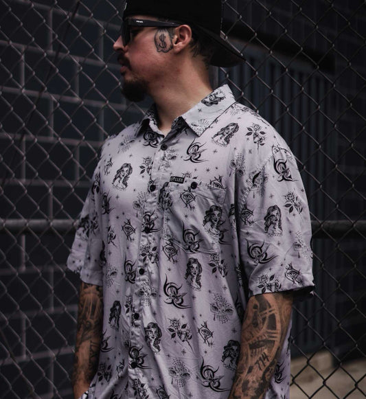 SULLEN CLOTHING GARZA FLASH GREY WOVEN SHIRT