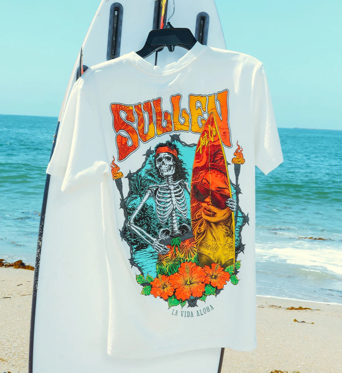 SULLEN CLOTHING LA VIDA ALOHA WHITE PREMIUM T-SHIRT