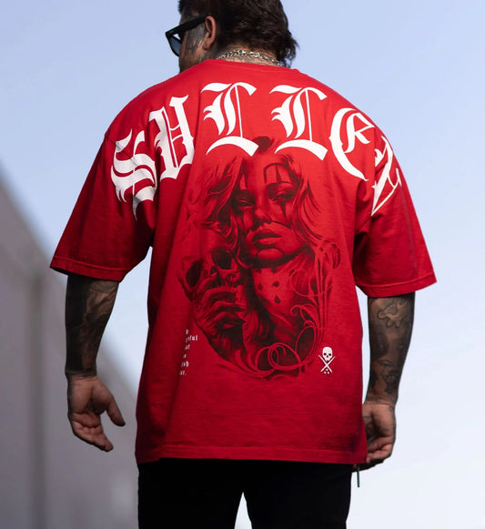 SULLEN CLOTHING TWO FACED '1 TON' OVERSIZED HEAVYWEIGHT PREMIUM RED T-SHIRT