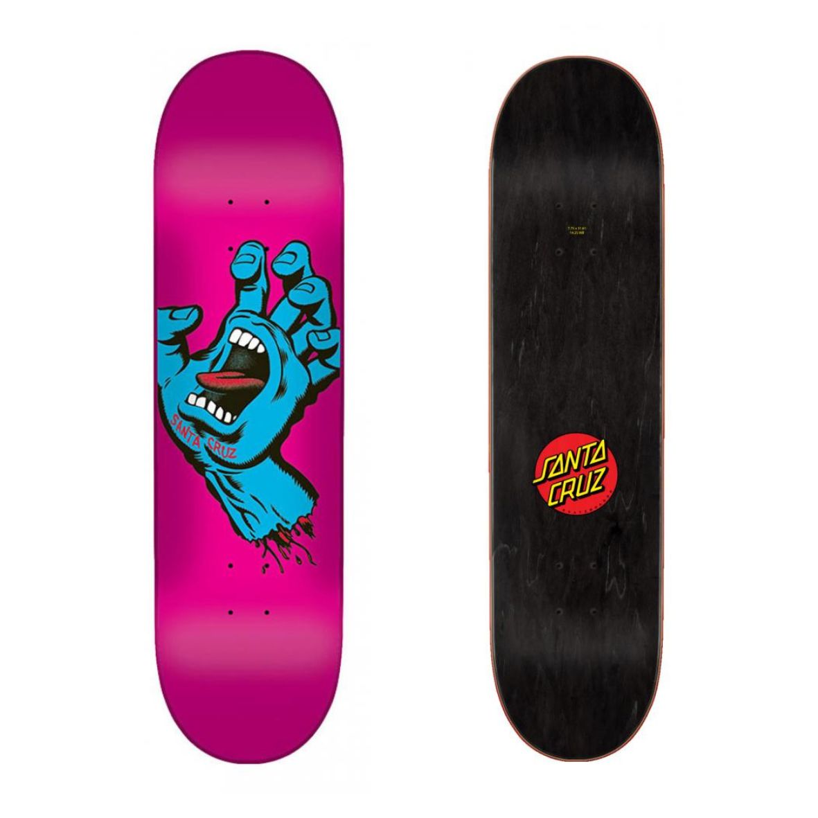SANTA CRUZ LOGO DECK SCREAMING HAND PINK 7.8