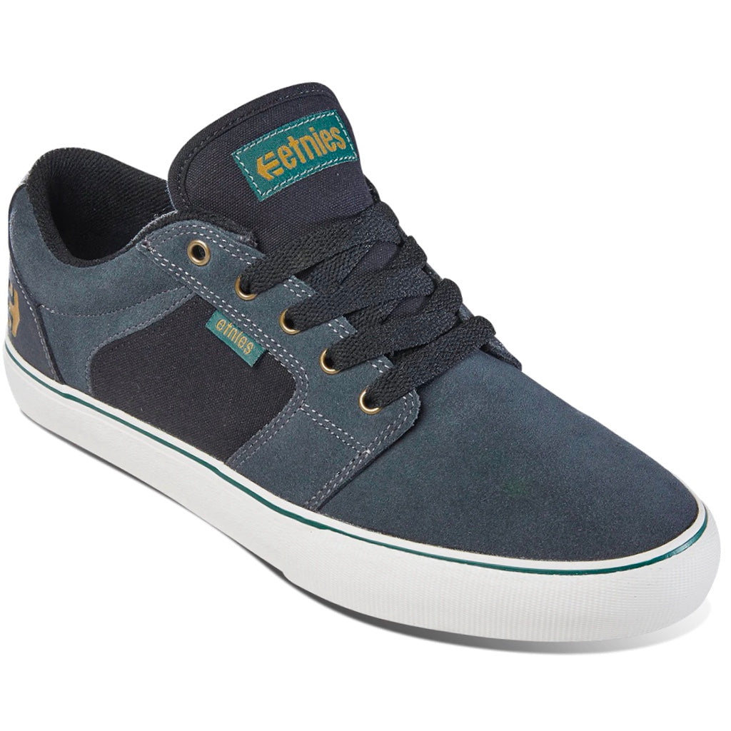 ETNIES BARGE LS DARK GREY BLACK GOLD TRAINERS