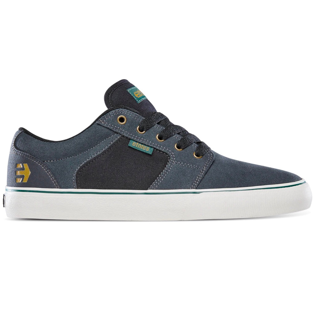 ETNIES BARGE LS DARK GREY BLACK GOLD TRAINERS