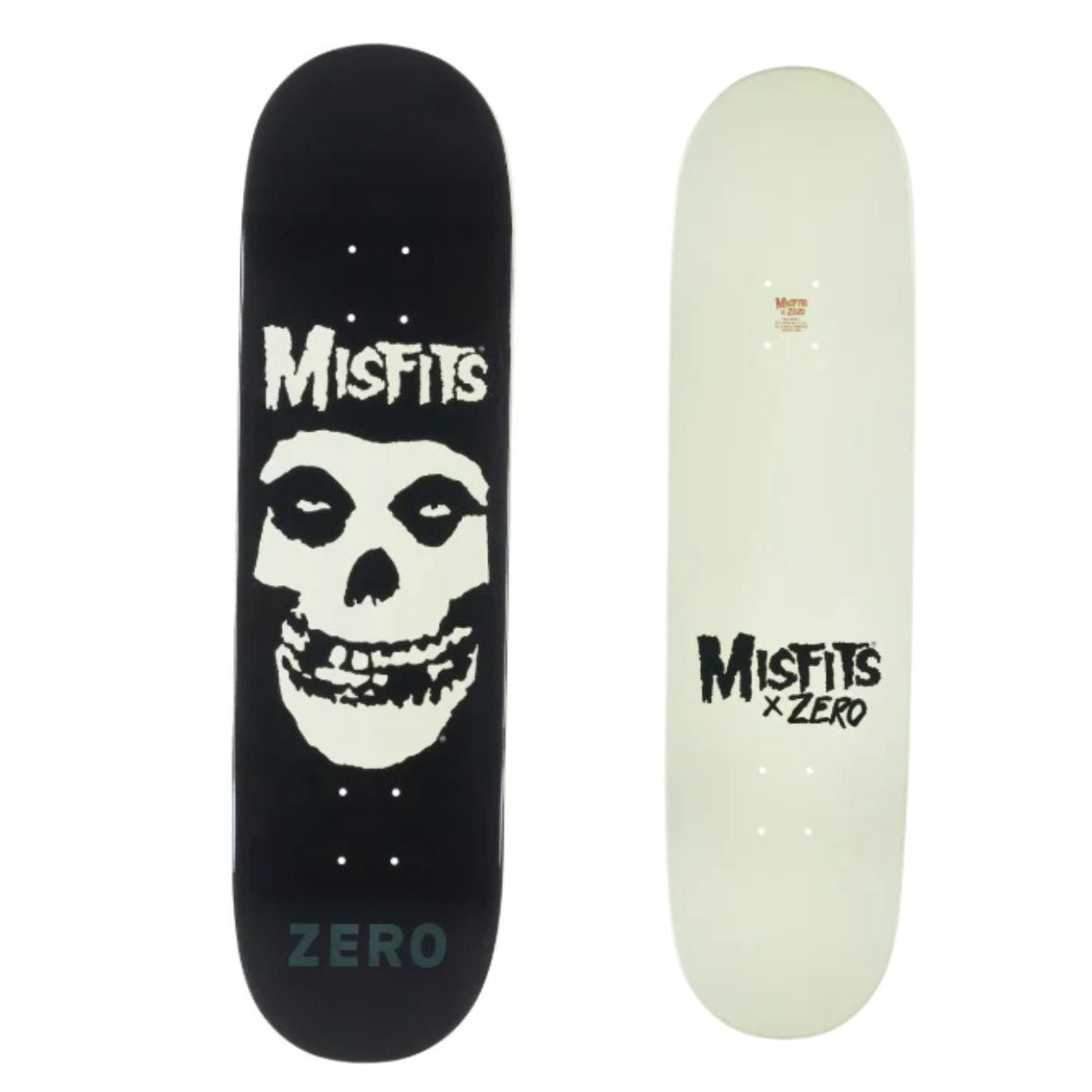 Zero Skateboard Deck Misfits Fiend Skull GITD 8.25"