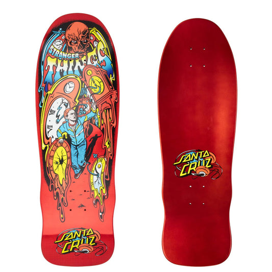 SANTA CRUZ DECK STRANGER THINGS MELTING CLOCK RED 9.7