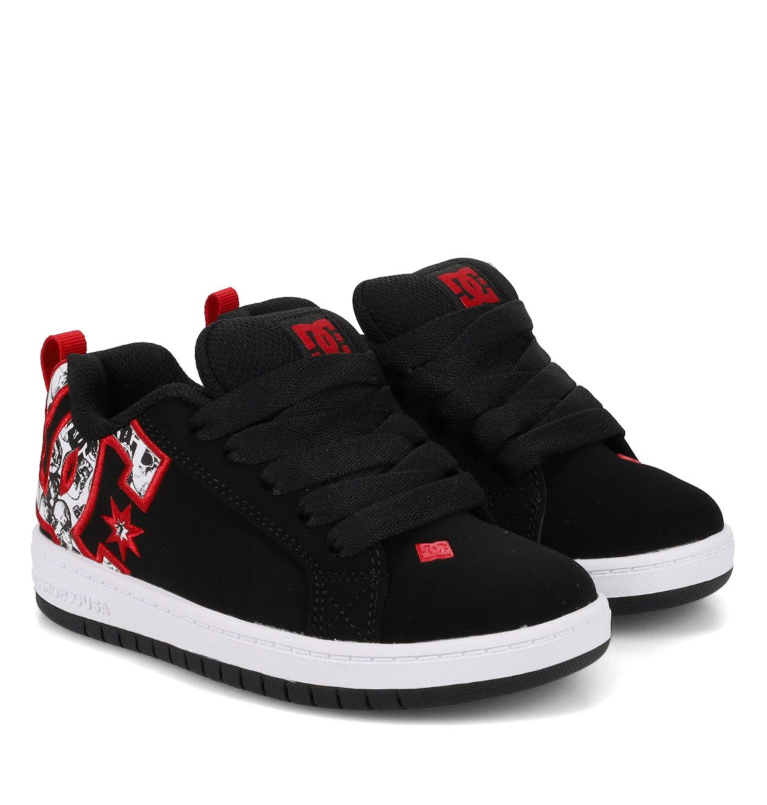 DC SHOES COURT GRAFFIK BLACK WHITE RED TRAINERS