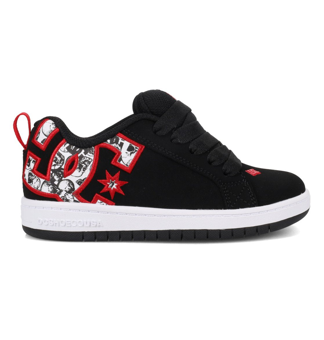 DC SHOES COURT GRAFFIK BLACK WHITE RED TRAINERS