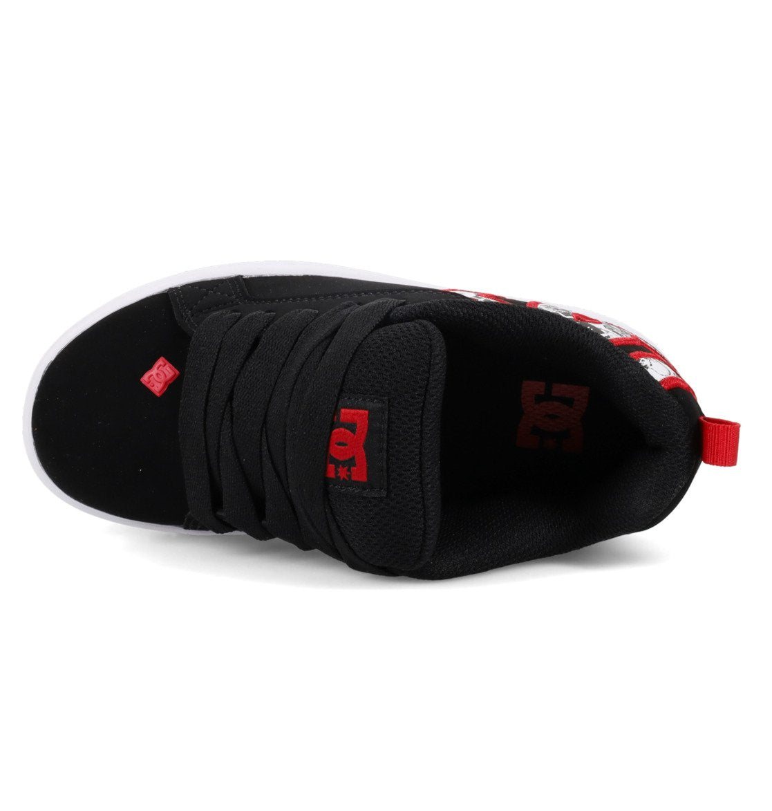 DC SHOES COURT GRAFFIK BLACK WHITE RED TRAINERS