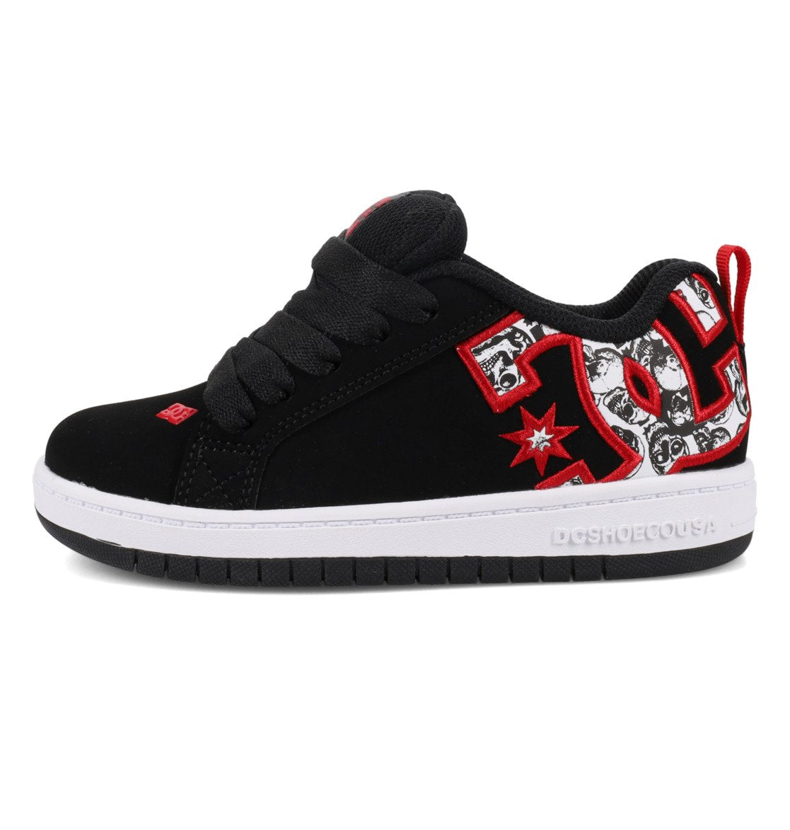 DC SHOES COURT GRAFFIK BLACK WHITE RED TRAINERS