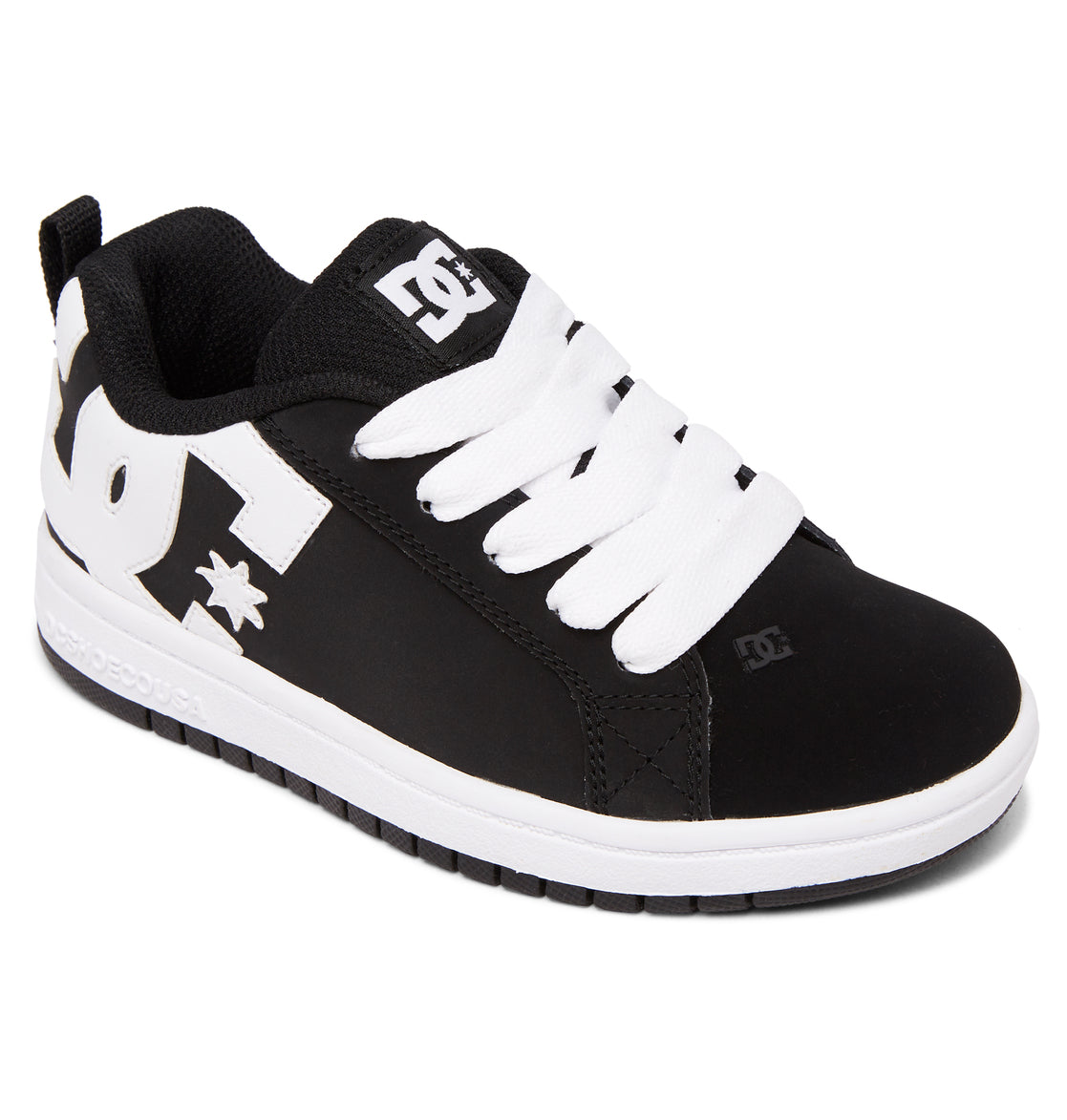 DC SHOES COURT GRAFFIK BLACK WHITE YOUTH TRAINERS