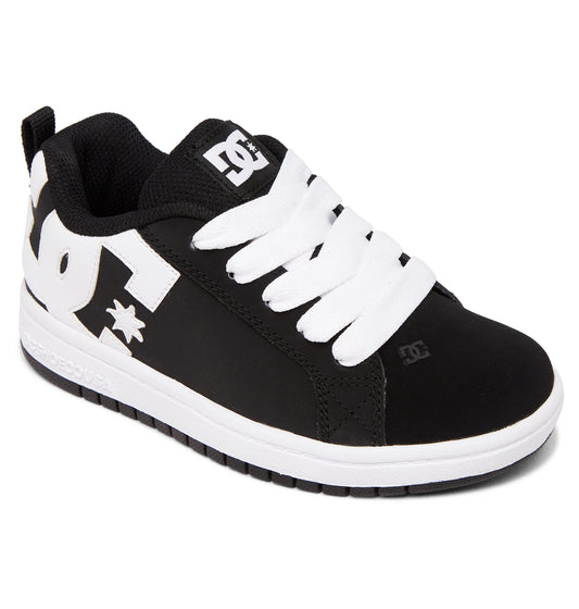 DC SHOES COURT GRAFFIK BLACK WHITE YOUTH TRAINERS