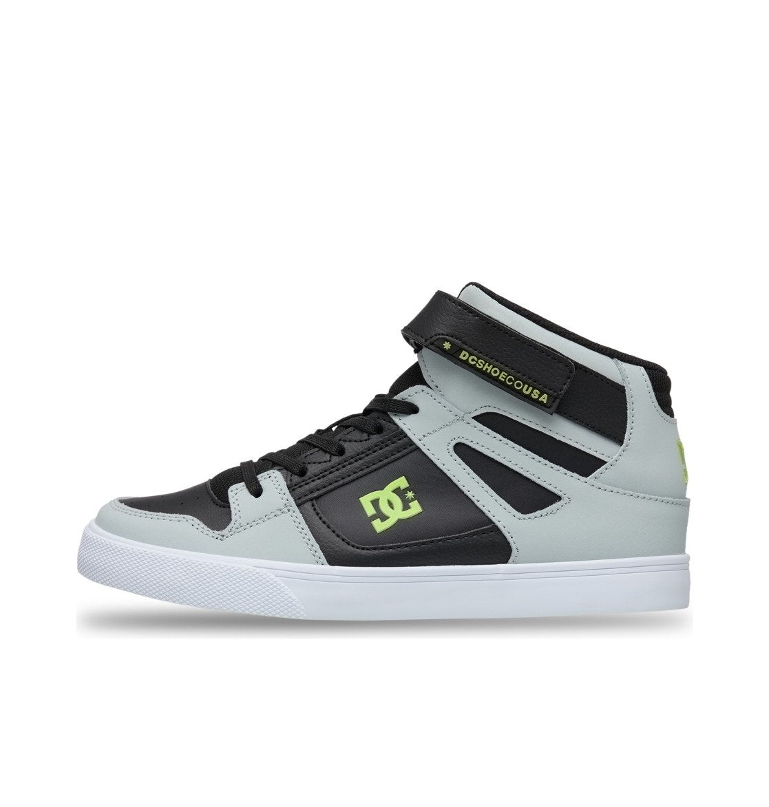 DC SHOES PURE HI-TOP EV GREY BLACK LIME GREEN YOUTH KIDS TRAINERS