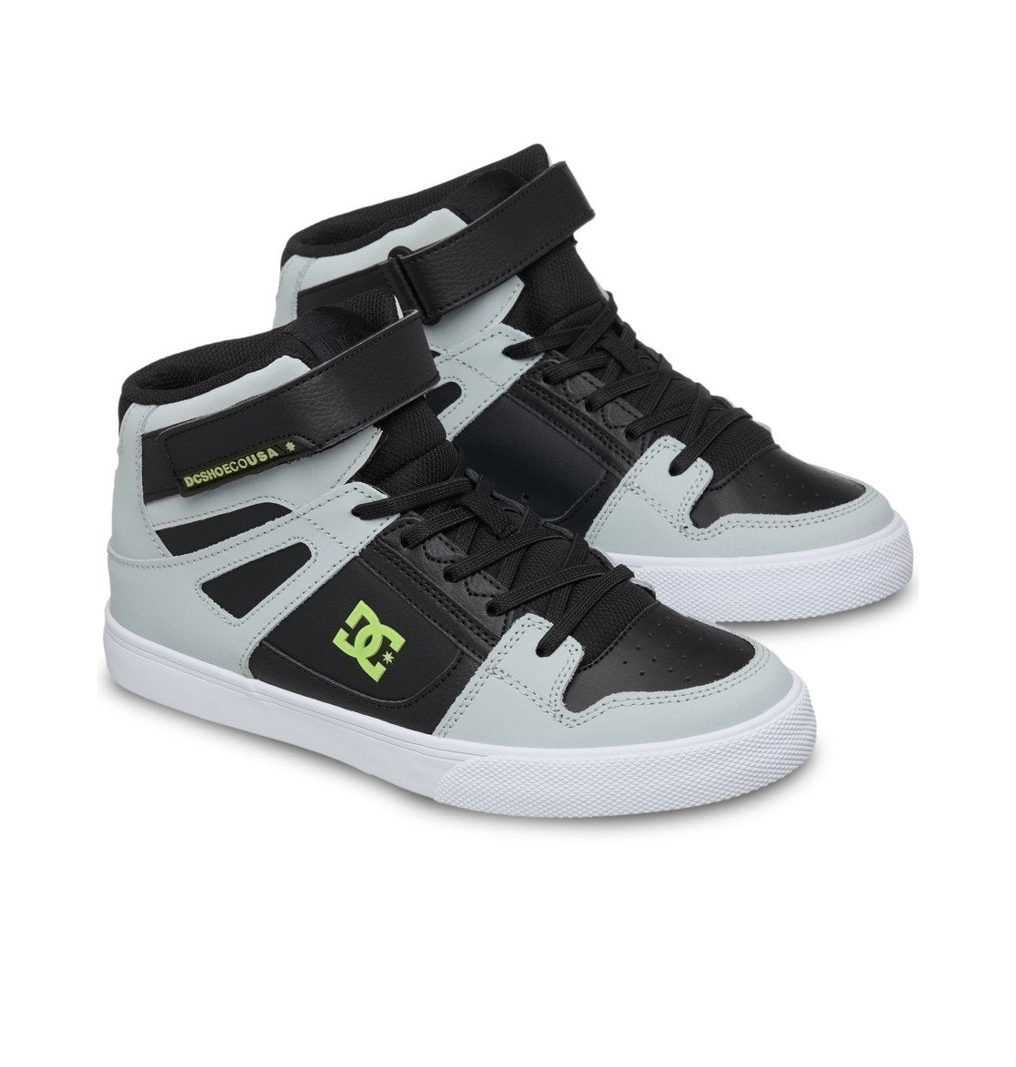 DC SHOES PURE HI-TOP EV GREY BLACK LIME GREEN YOUTH KIDS TRAINERS