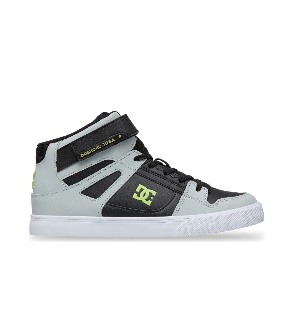 DC SHOES PURE HI-TOP EV GREY BLACK LIME GREEN YOUTH KIDS TRAINERS