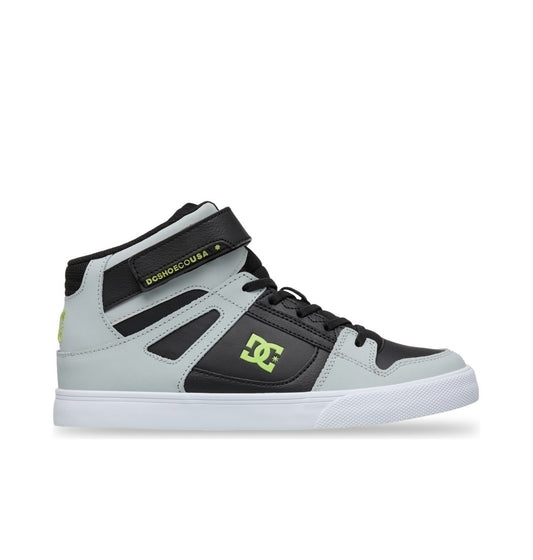 DC SHOES PURE HI-TOP EV GREY BLACK LIME GREEN YOUTH KIDS TRAINERS