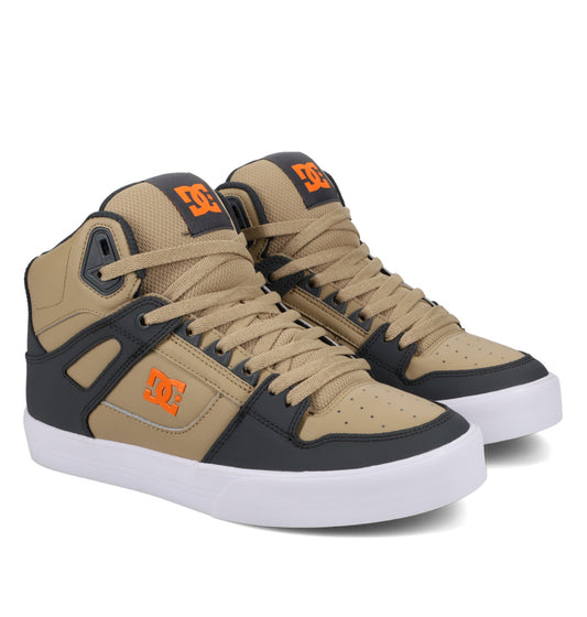 DC SHOES PURE HIGH TOP WC TAN GREY ORANGE TRAINERS
