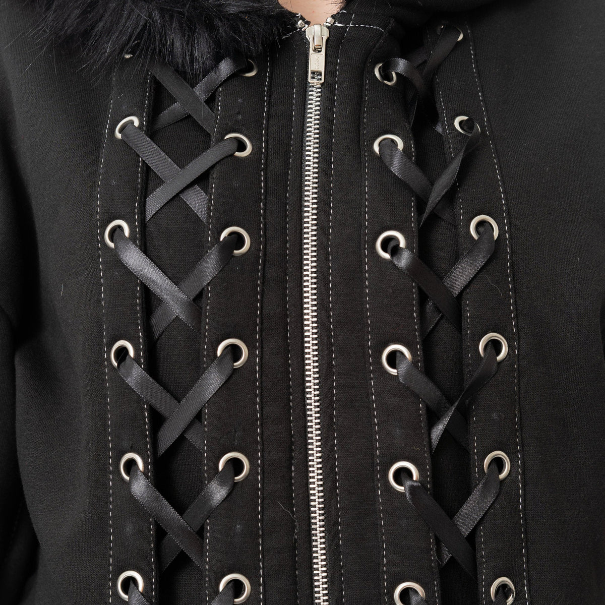 POIZEN HEARTLESS ANATOMY BAT BONE HOOD BLACK