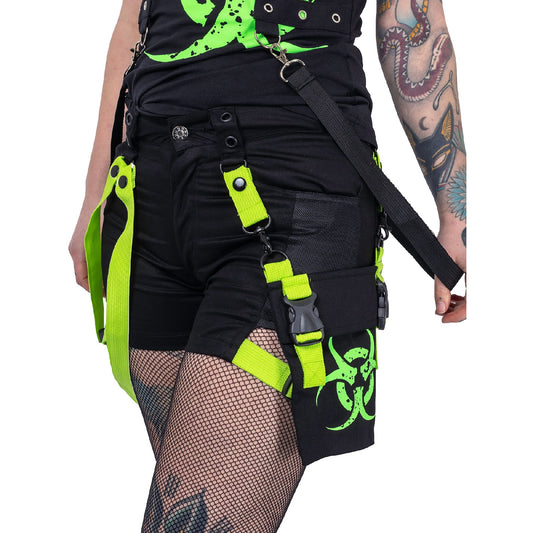 POIZEN HEARTLESS DANGER SHORTS - BLACK GREEN