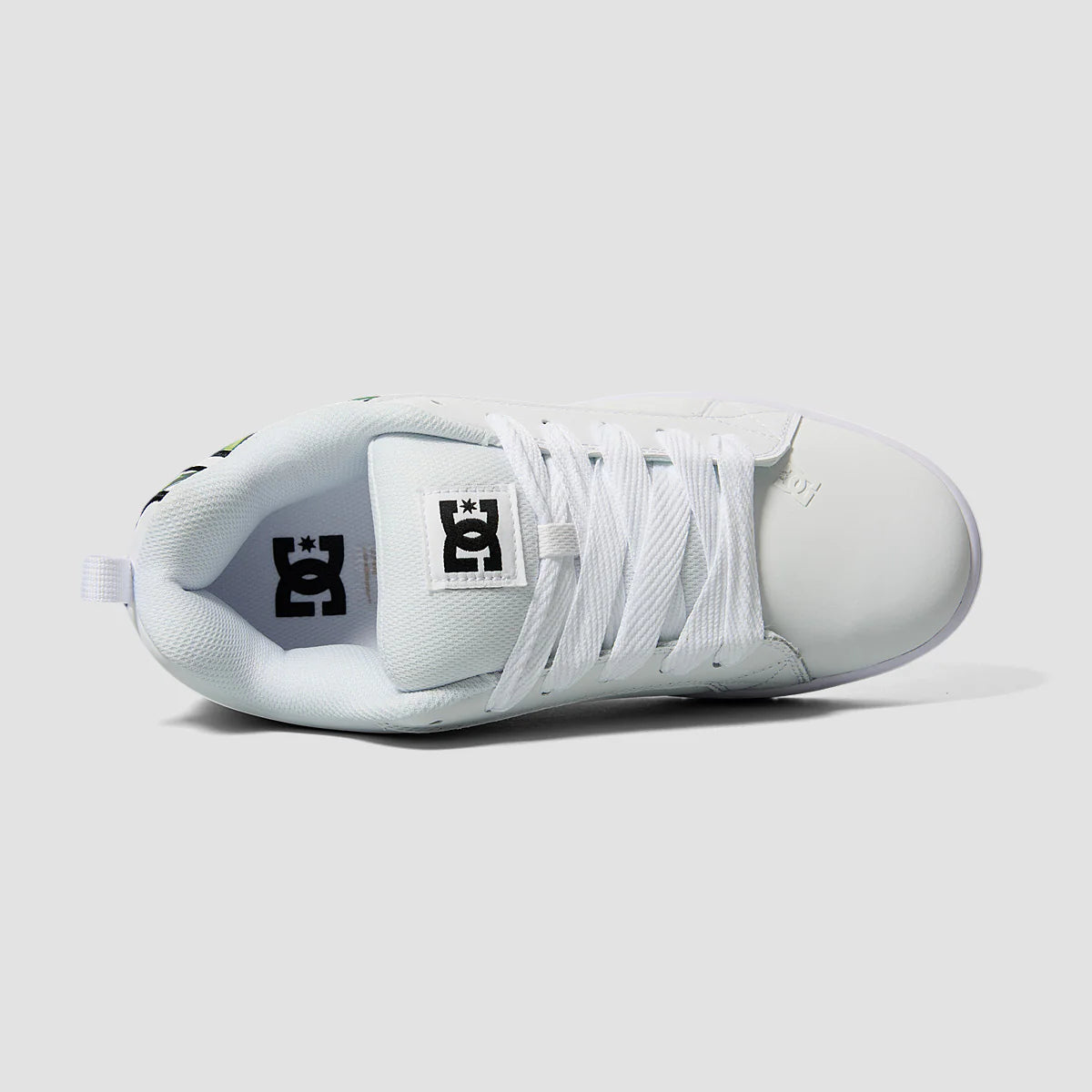DC SHOES COURT GRAFFIK LIQUID FUEGO WHITE TRAINERS