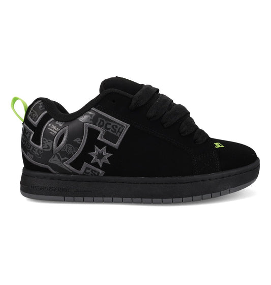 DC SHOES COURT GRAFFIK BLACK GREY LIME TRAINERS