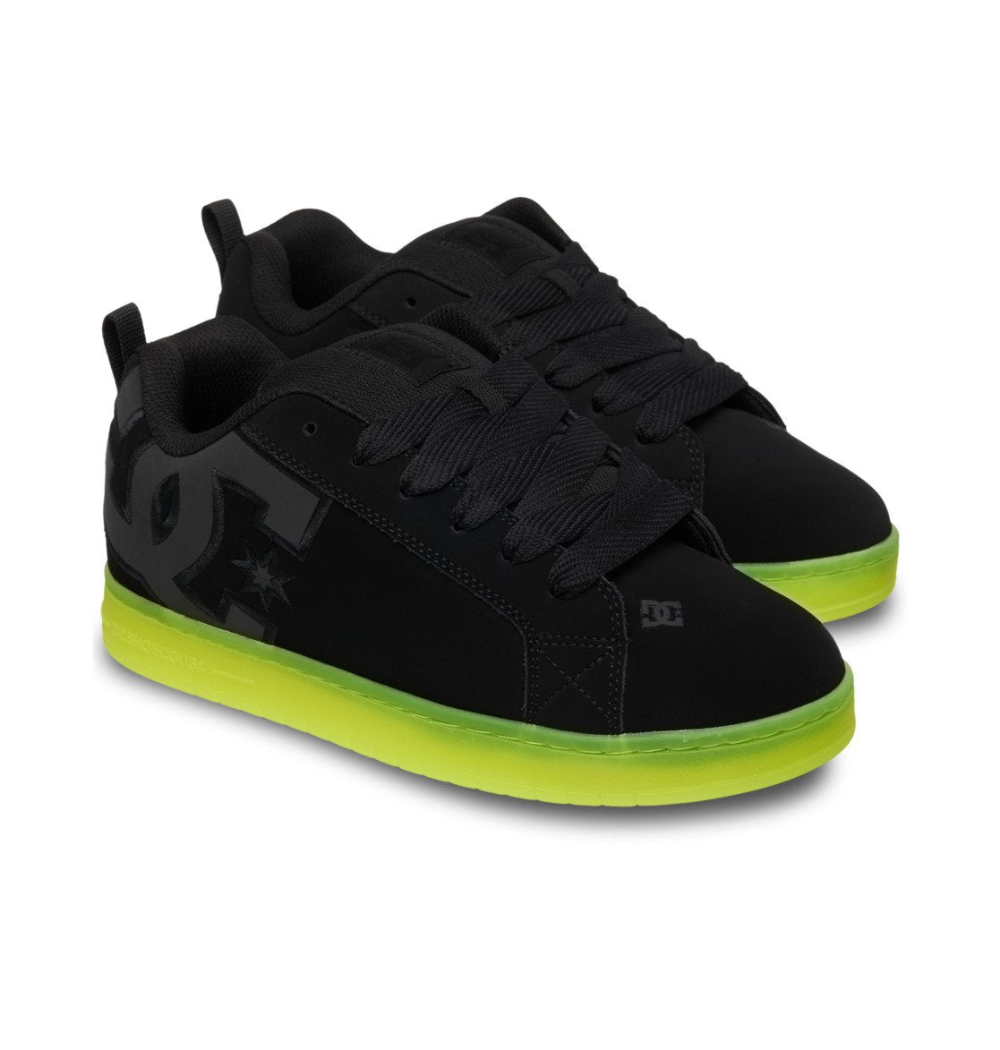 DC SHOES COURT GRAFFIK BLACK LIME TRAINERS