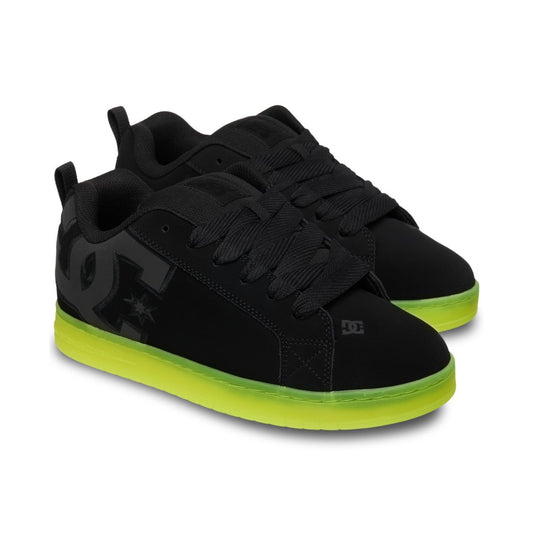DC SHOES COURT GRAFFIK BLACK LIME TRAINERS