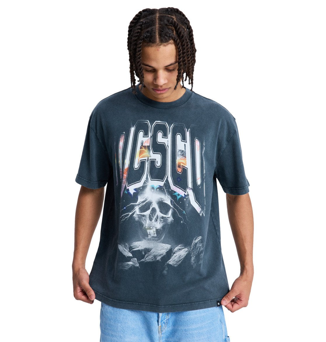 DC SHOES SKULLSTORM WASHED BLACK T-SHIRT