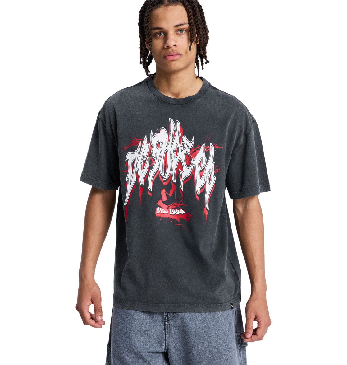 DC SHOES DEATHMACHINE WASHED BLACK T-SHIRT