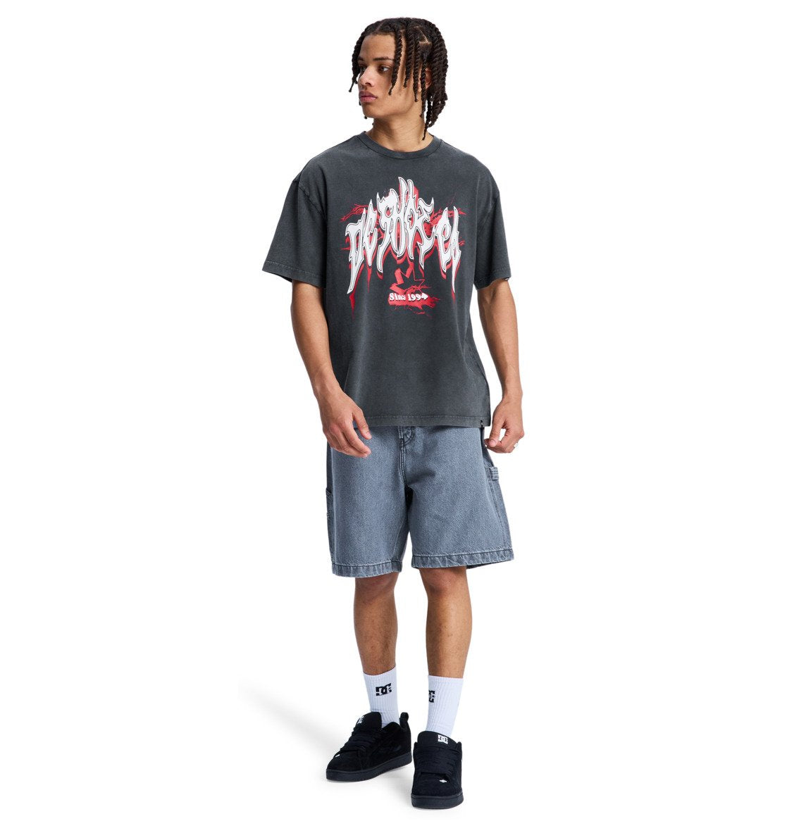 DC SHOES DEATHMACHINE WASHED BLACK T-SHIRT
