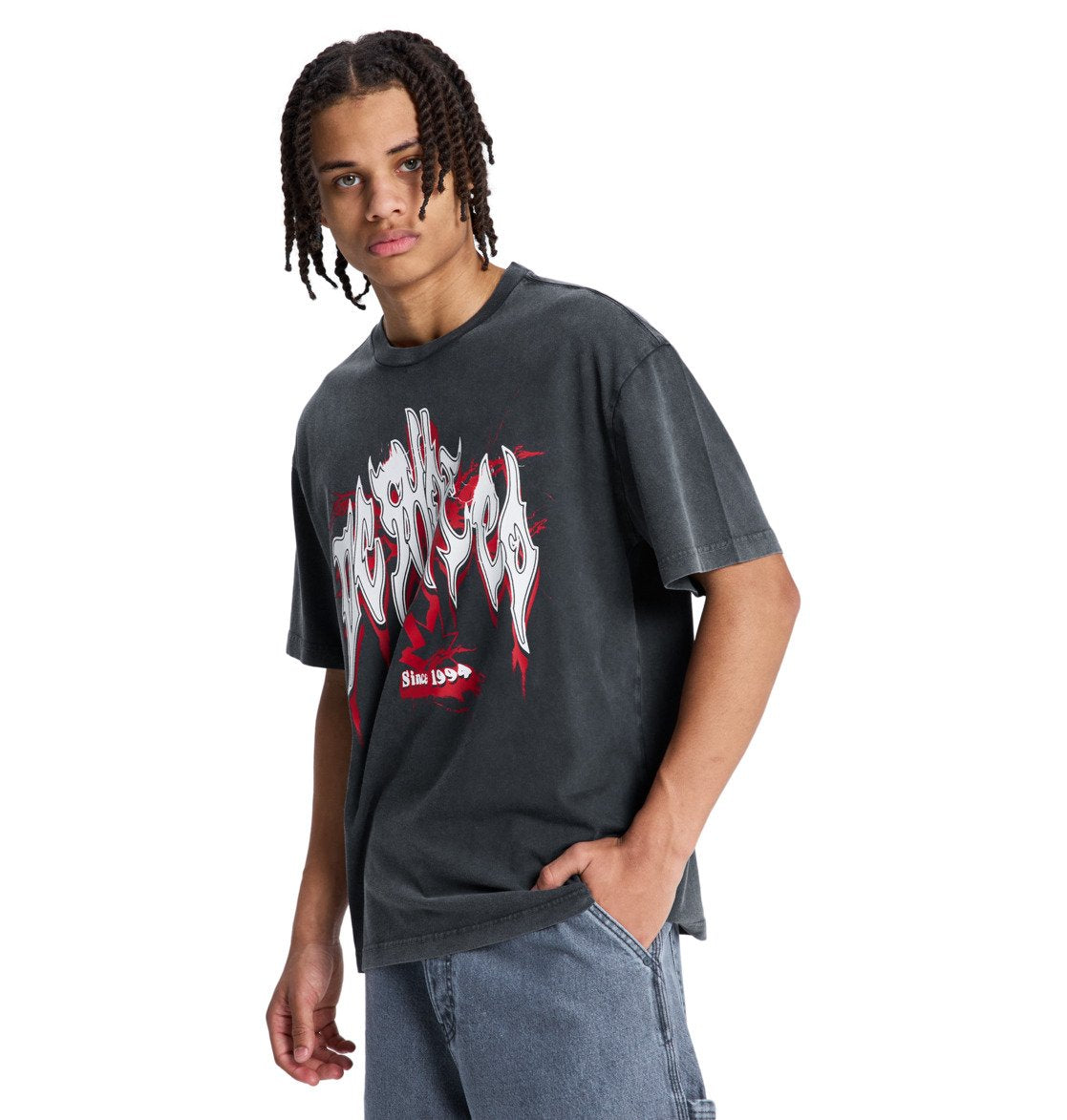 DC SHOES DEATHMACHINE WASHED BLACK T-SHIRT