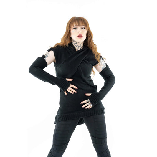 POIZEN VIXXSIN ESHA HOODED JUMPER BLACK