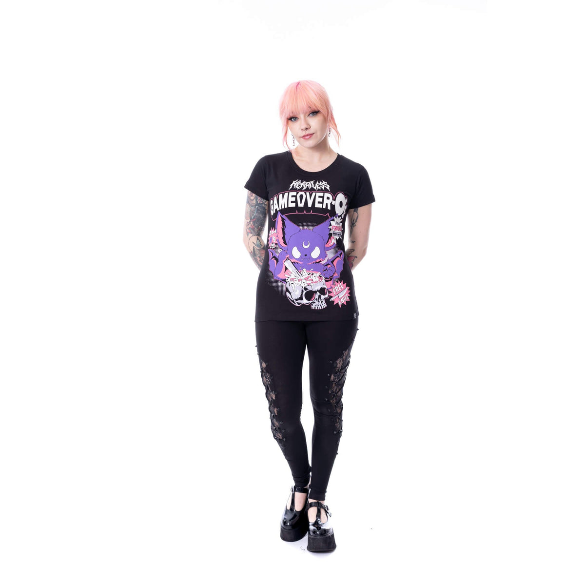 CUPCAKE CULT GAME OVER O'S  T SHIRT LADIES