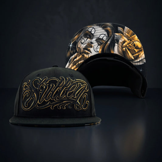 SULLEN CLOTHING GOLD GAZE BLACK SNAPBACK CAP & LANYARD