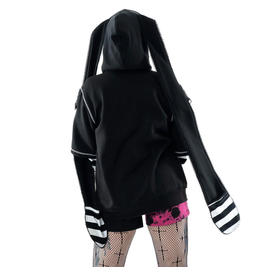 POIZEN CUPCAKE CULT HYPNO BUNNY BLACK WHITE HOODIE