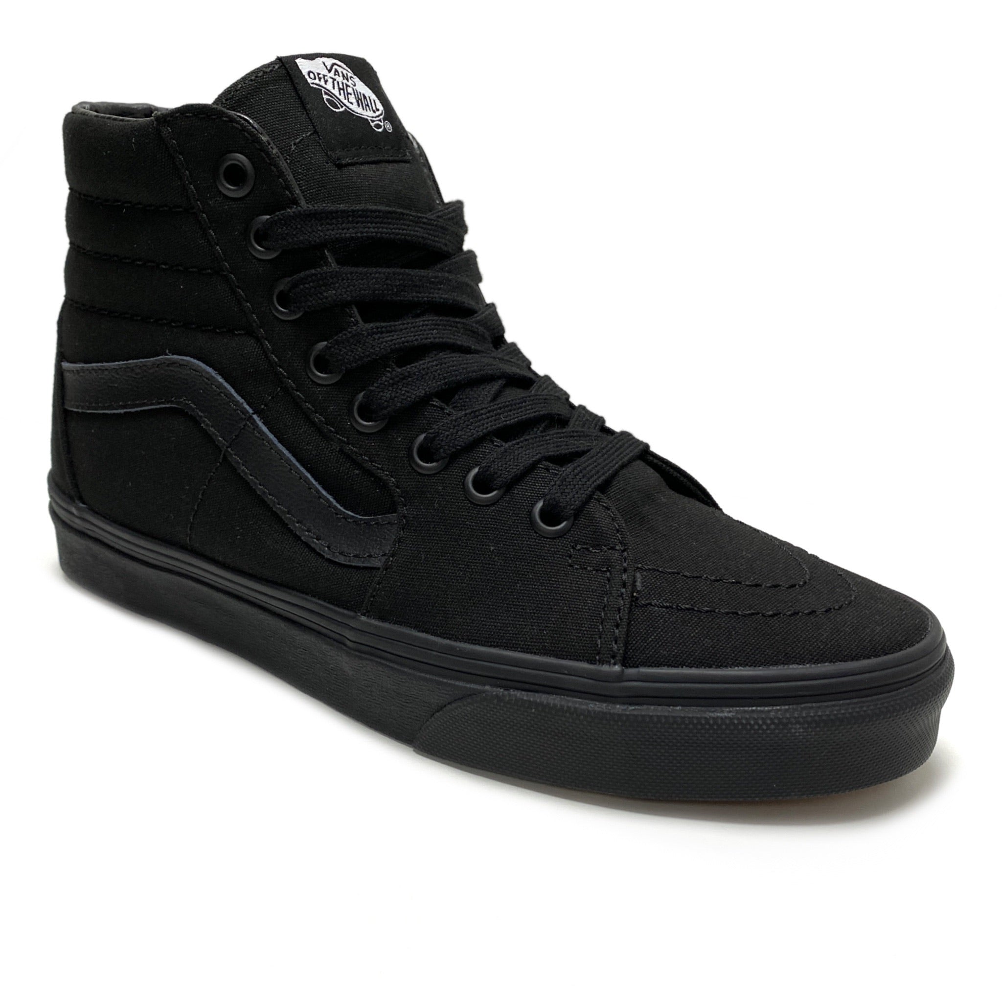 Vans sk8 hi on sale all black leather