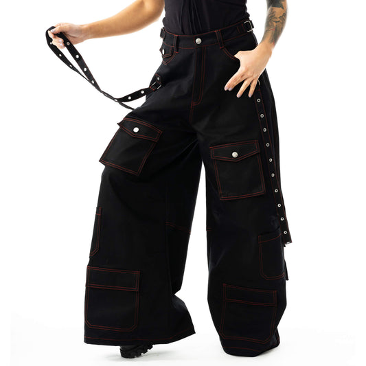 VIXXIN CHEMICAL JAYCEE LONG LEG PANTS BLACK RED