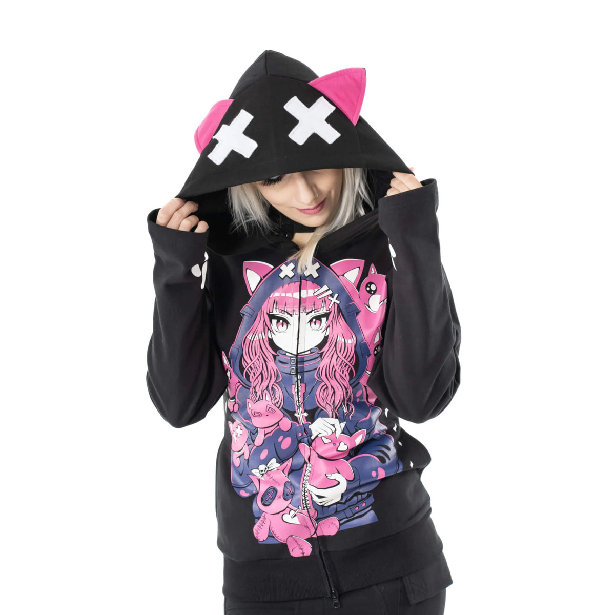 POIZEN CUPCAKE CULT KITTY MAYHEM HOODIE BLACK