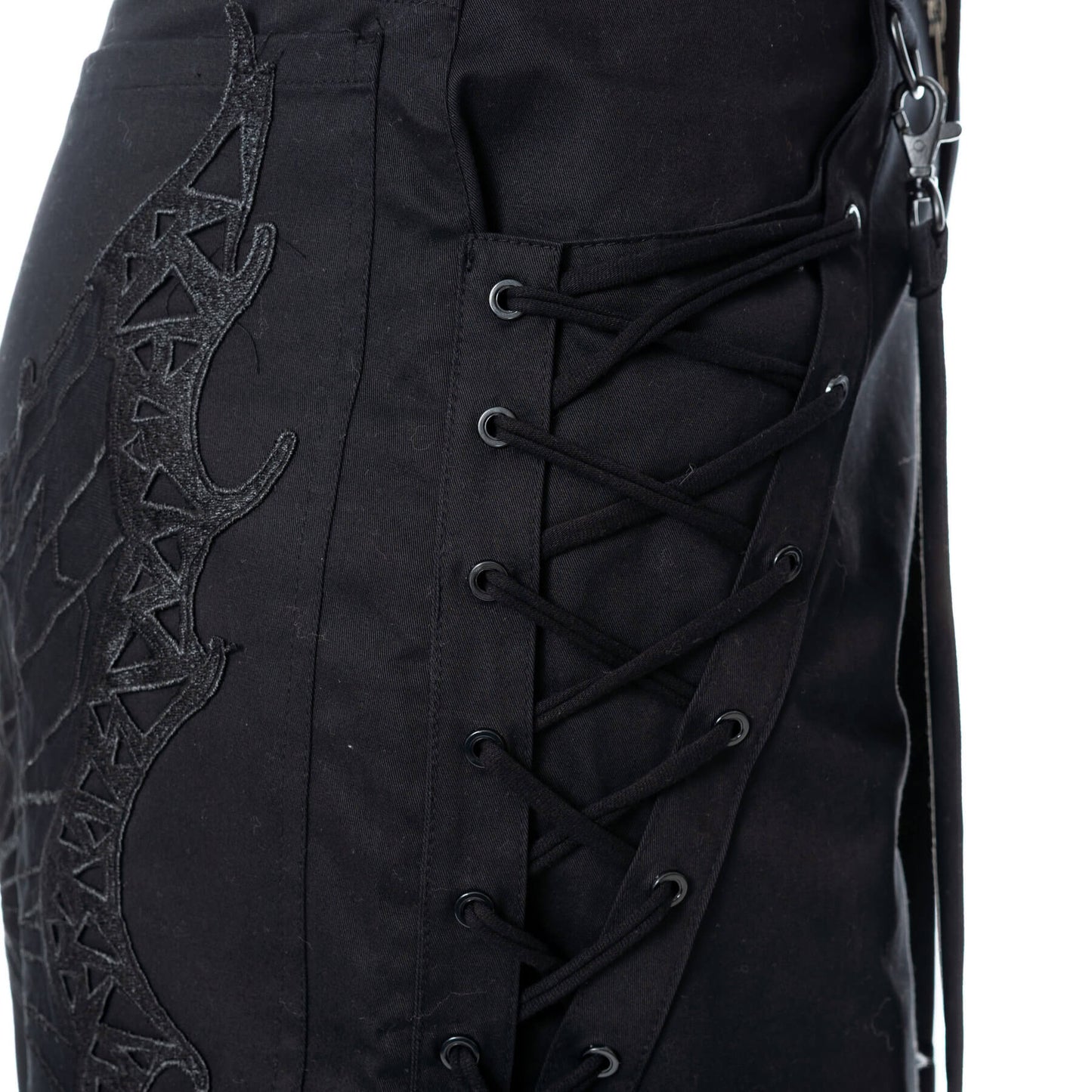 VIXXSIN MARIPOSA PANTS - SUPER BAGGY IN BLACK WITH EMBROIDERY