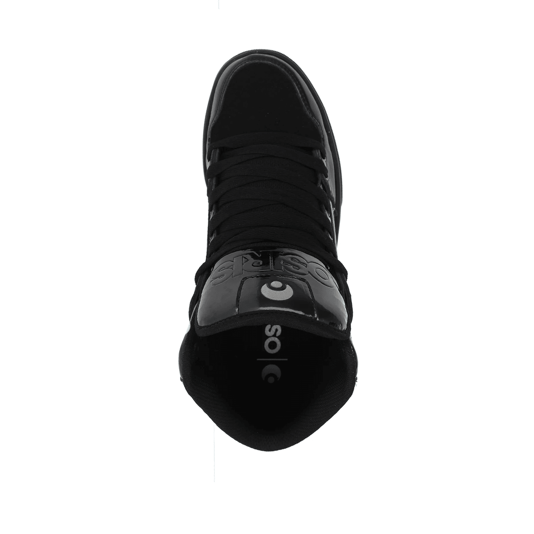 OSIRIS SHOES CLONE BLACK PATENT SILVER TRAINERS