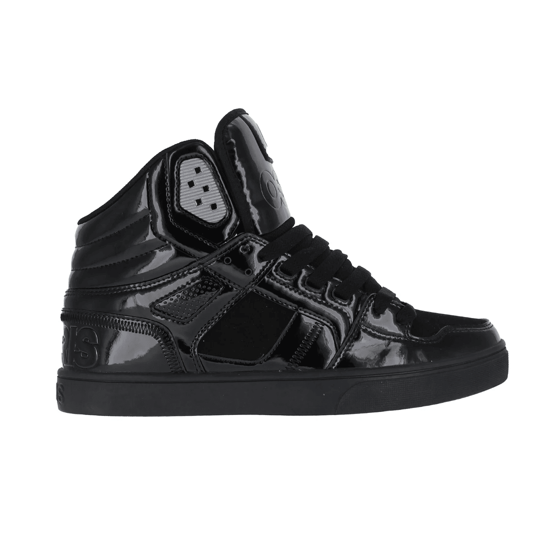 OSIRIS SHOES CLONE BLACK PATENT SILVER TRAINERS