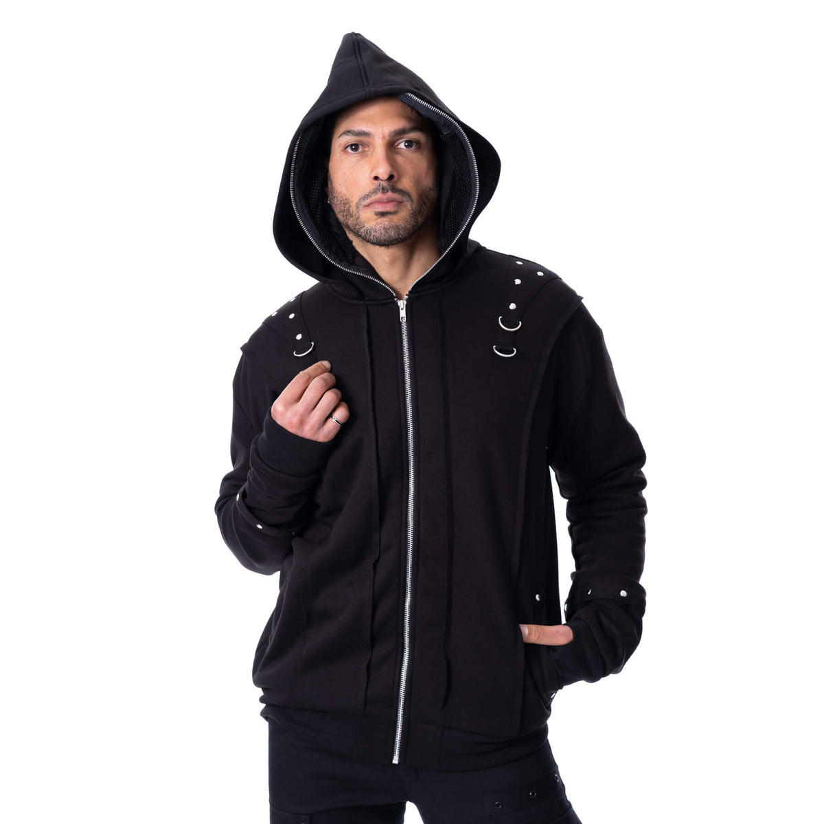 CHEMICAL RUIN BLACK HOODED TOP MEN