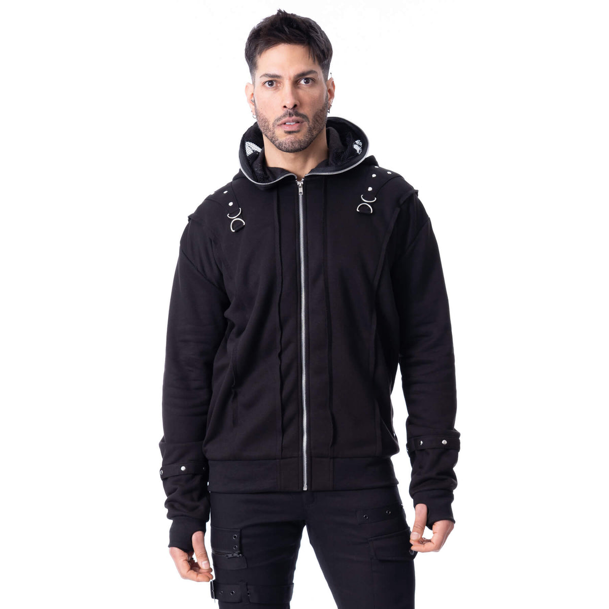 CHEMICAL RUIN BLACK HOODED TOP MEN