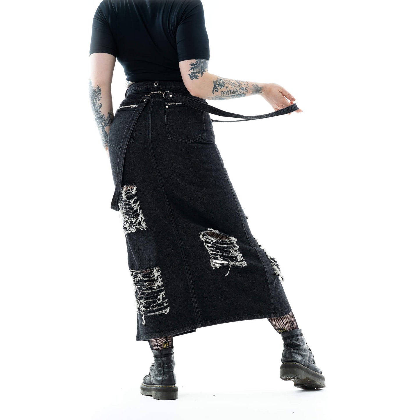 VIXXIN BLACK STONEWASH RUNA DENIM SKIRT