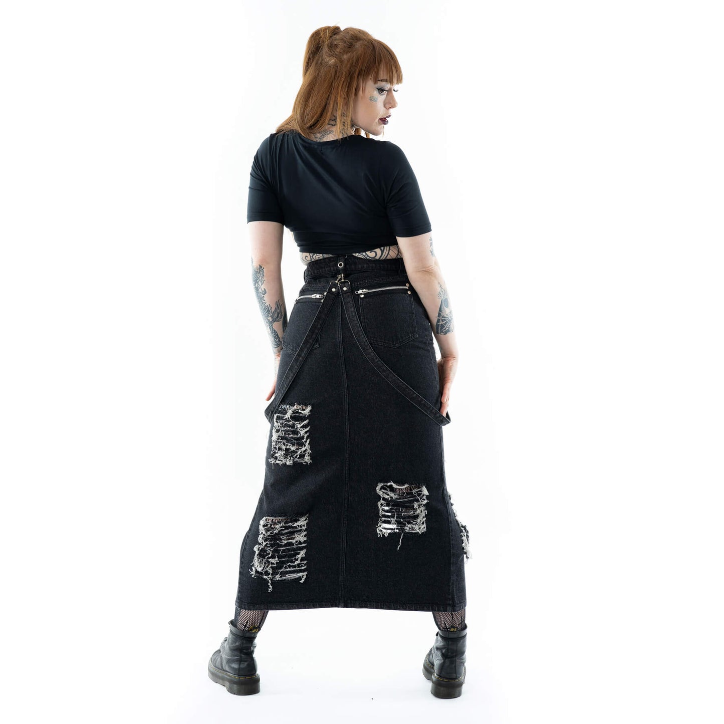 VIXXIN BLACK STONEWASH RUNA DENIM SKIRT
