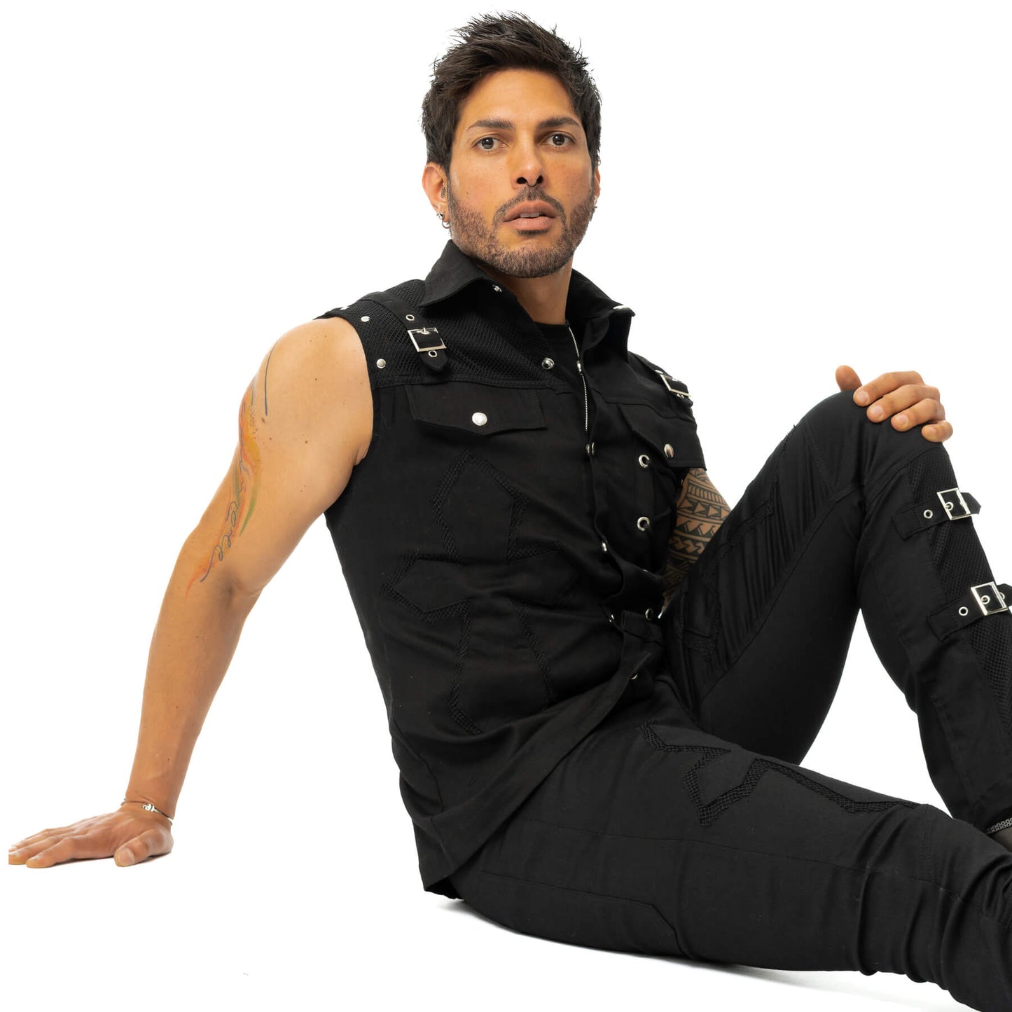 VIXXIN POIZEN INDUSTRIES SANCTIFIED SINS VEST SHIRT  BLACK MENS