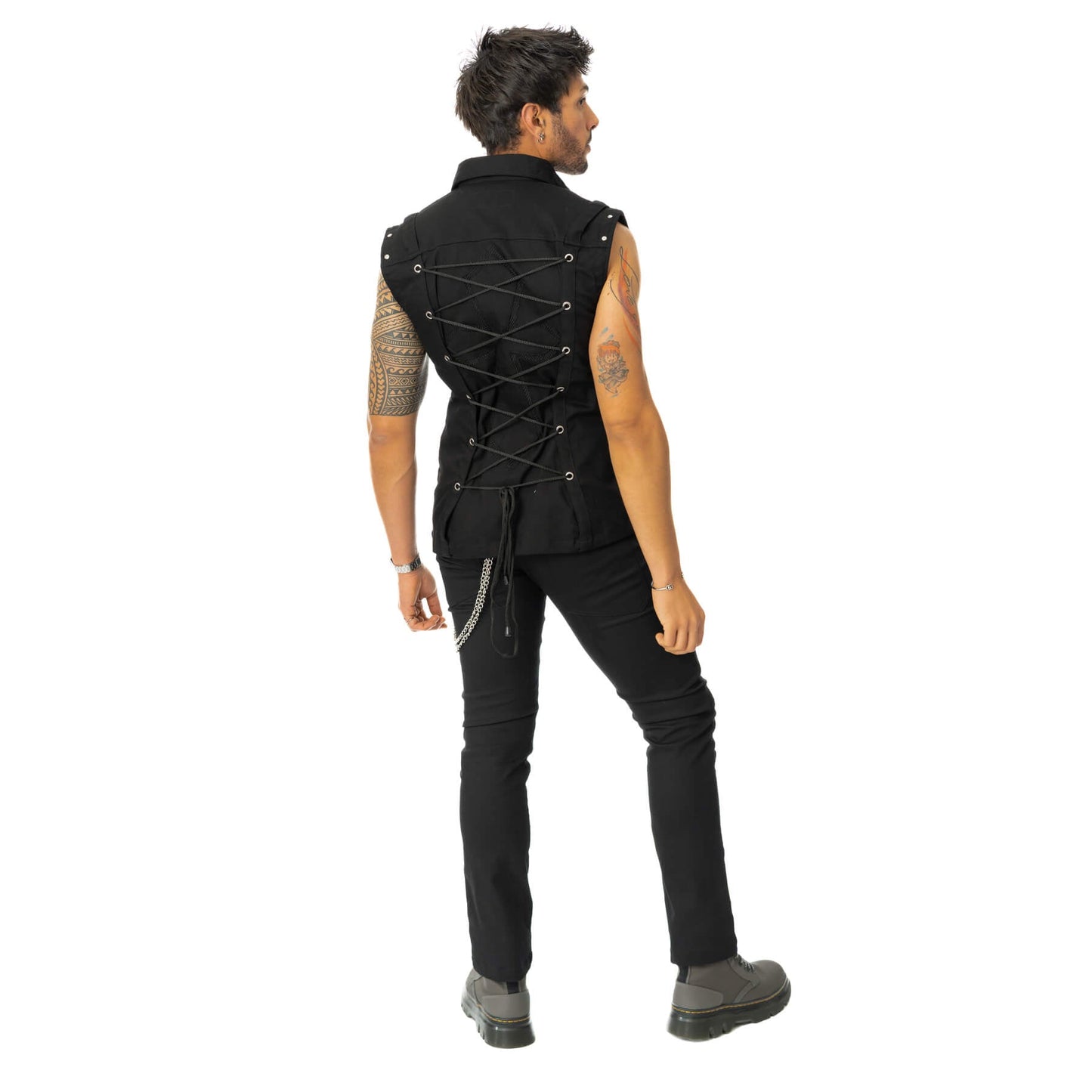 VIXXIN POIZEN INDUSTRIES SANCTIFIED SINS VEST SHIRT  BLACK MENS