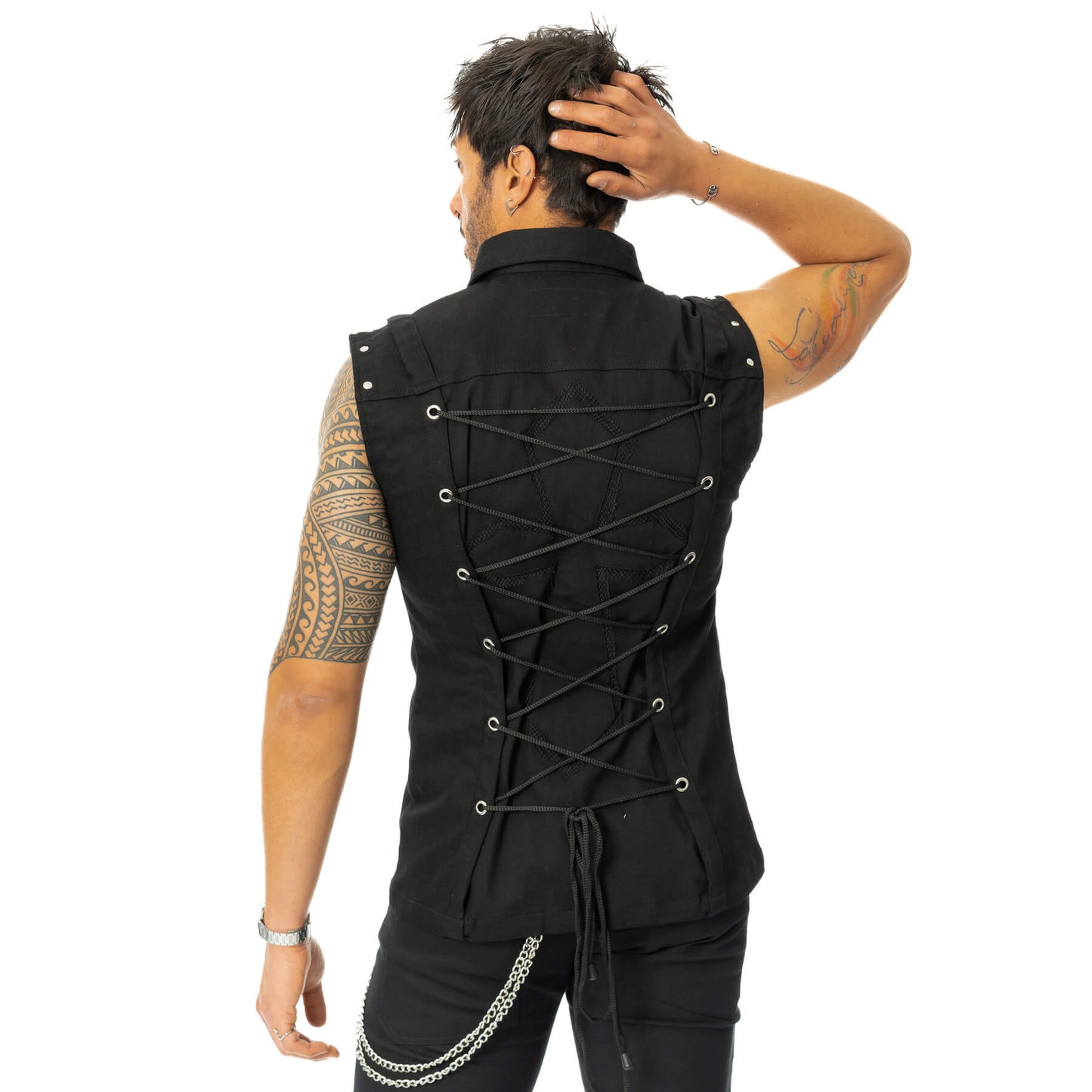 VIXXIN POIZEN INDUSTRIES SANCTIFIED SINS VEST SHIRT  BLACK MENS