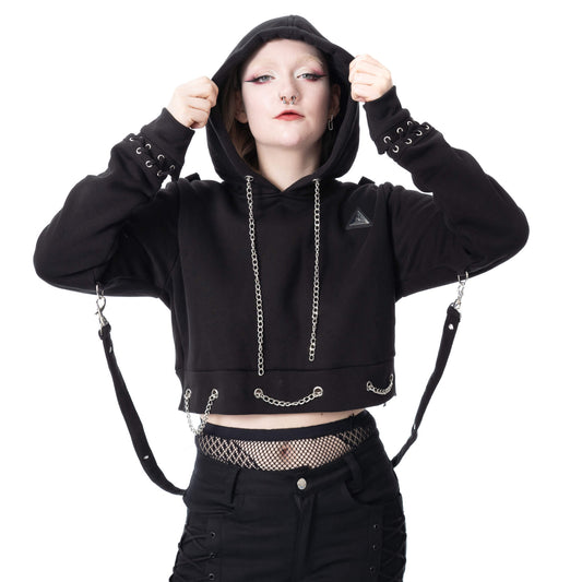 POIZEN HEARTLESS SCORN CROPPED HOOD BLACK