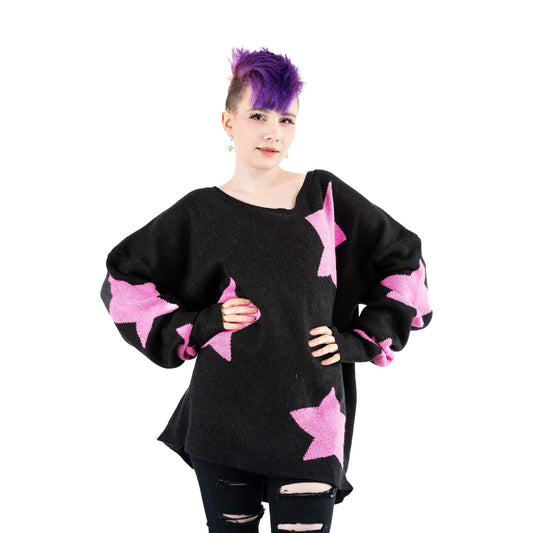 POIZEN HEARTLESS SEEING STARS JUMPER BLACK PINK